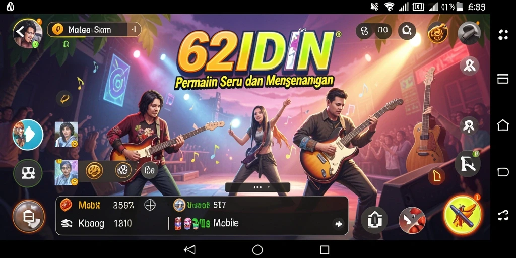 Screenshot menunjukkan gameplay menarik dari game musik 62IDN.