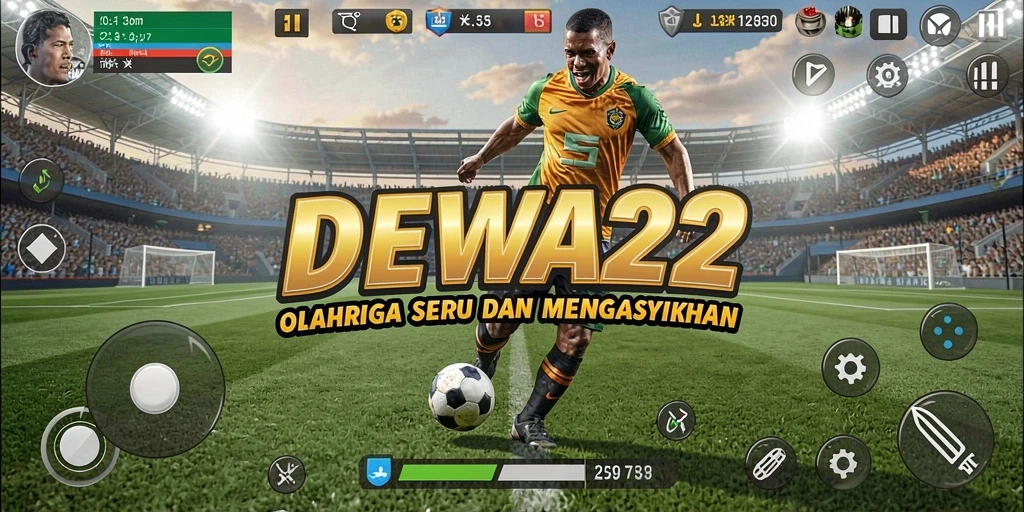 Tampilan gameplay DEWA22 yang penuh aksi dan kompetisi olahraga.