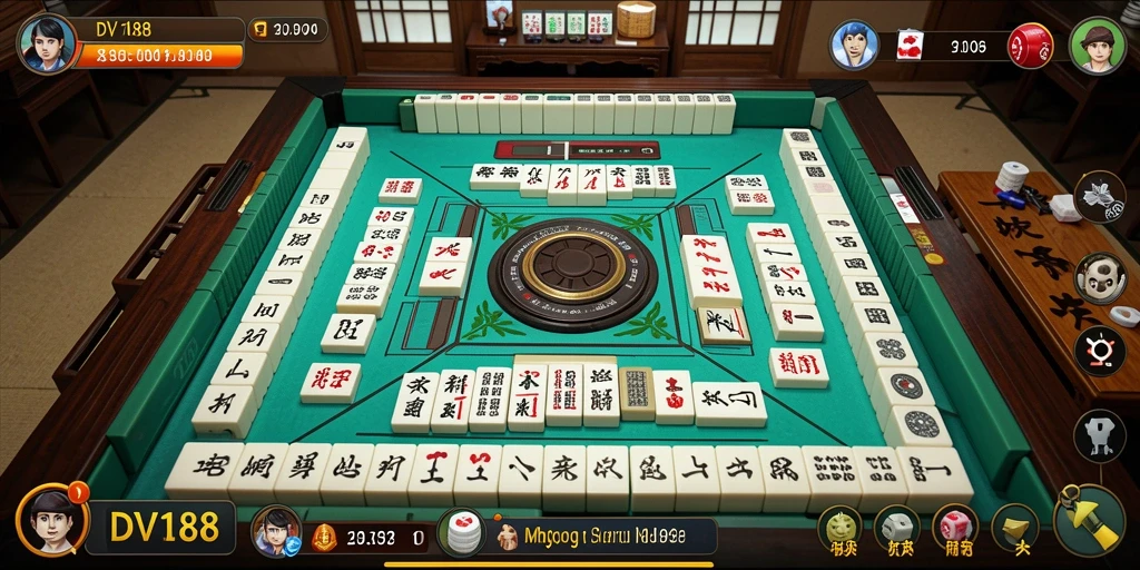 Tampilan screenshot DV188 yang menampilkan gameplay Mahjong yang menarik.