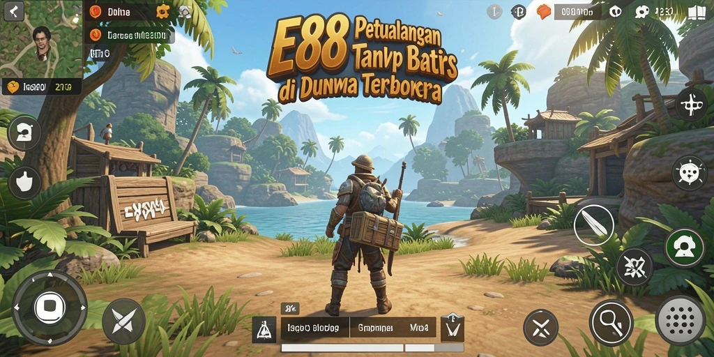 Tangkapan layar E88 menunjukkan petualangan menakjubkan di dunia terbuka.