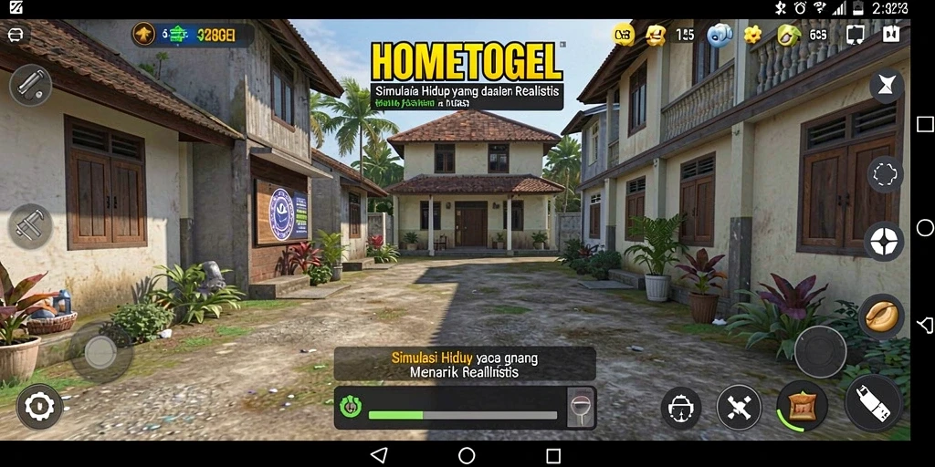 Tampilan gameplay HOMETOGEL yang menampilkan momen interaksi karakter.