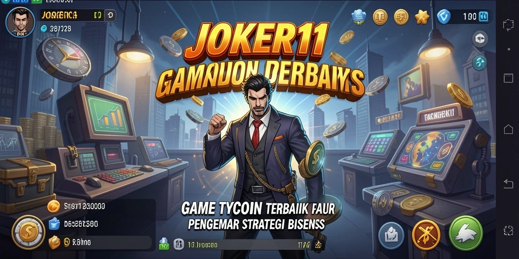 Tampilan gameplay JOKER11 yang menampilkan strategi membangun perusahaan.