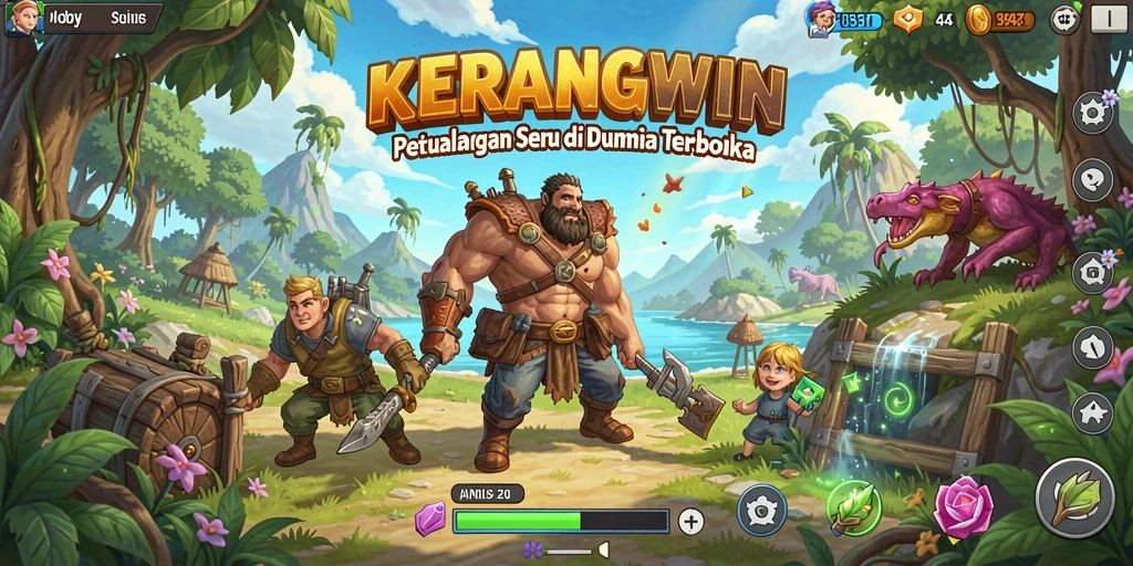Screenshot gameplay <strong>KERANGWIN</strong> menampilkan dunia terbuka yang memukau.