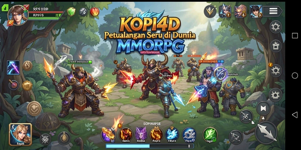 Tangkapan layar gameplay KOPI4D yang menunjukkan pertarungan epik dalam MMORPG.