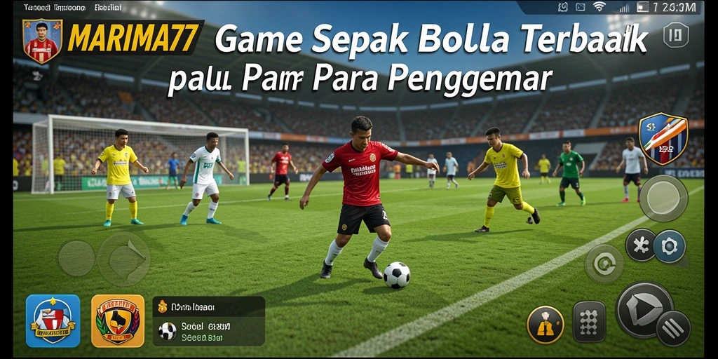 Screenshot MARIMA77 menampilkan aksi mendebarkan dalam game sepak bola.
