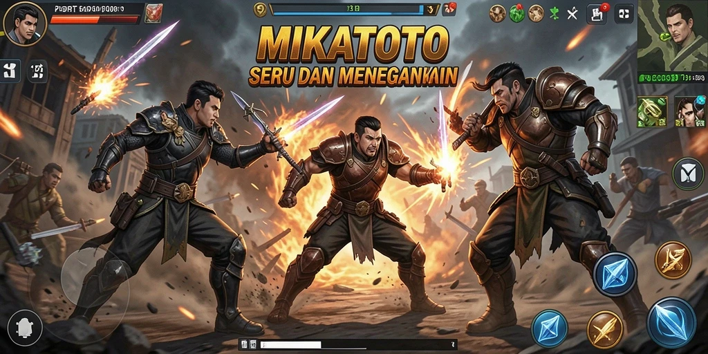 Tampilan gameplay MIKATOTO yang mendebarkan dengan pertarungan intens.