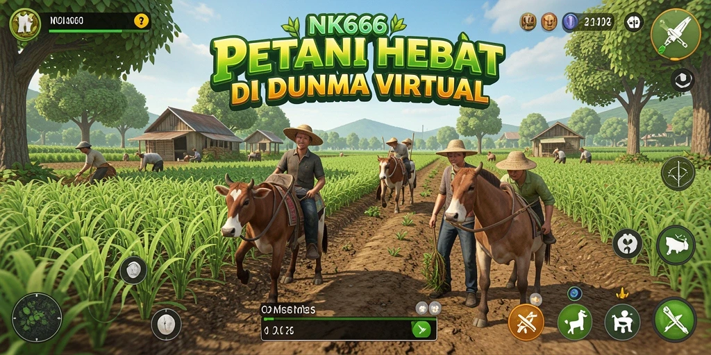 Tangkapan layar gameplay NK666 dengan tampilan kebun yang subur.