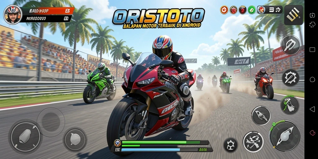 Gameplay seru balapan motor di ORISTOTO yang penuh aksi.