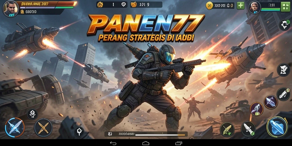 Screenshot utama PANEN77 menampilkan aksi pertempuran yang mendebarkan.