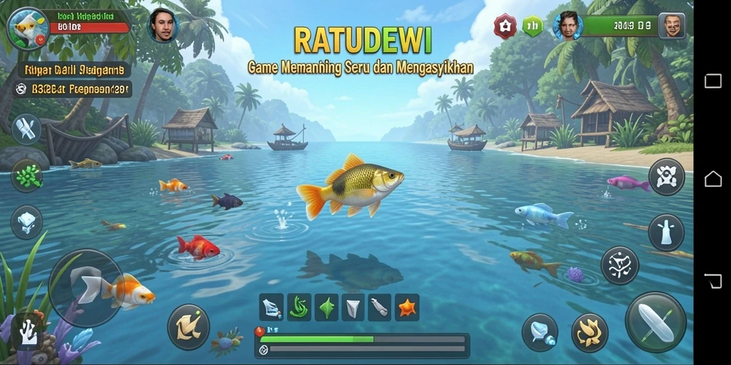 Tampilan utama gameplay memancing yang menakjubkan di RATUDEWI.