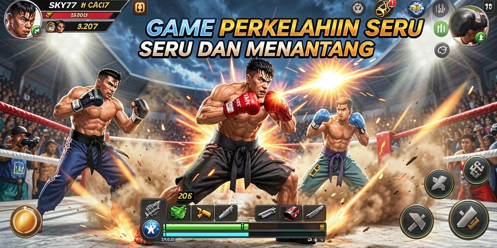 Tampilan gameplay SKY77 dengan pertarungan yang intens.