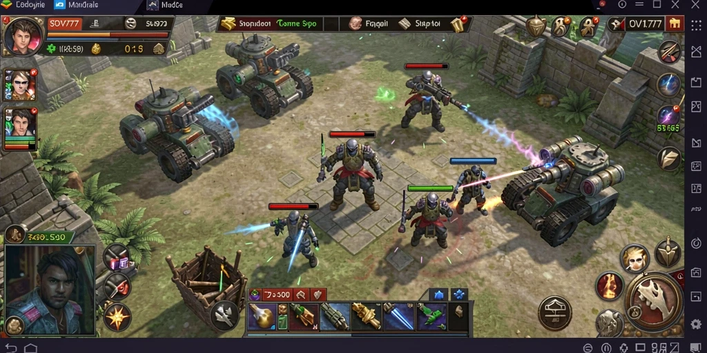 Screenshot menunjukkan pertempuran epik dalam game SLG.