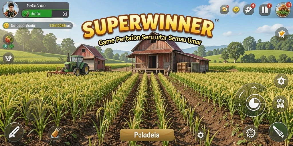 Tangkapan layar gameplay SUPERWINNER yang penuh warna dan interaktif.