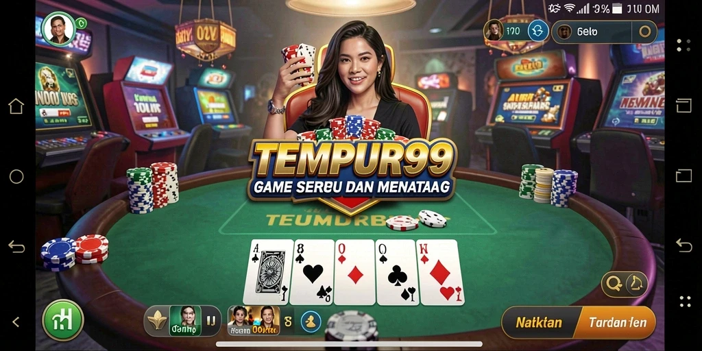 Tampilan menarik dari gameplay Poker di TEMPUR99.