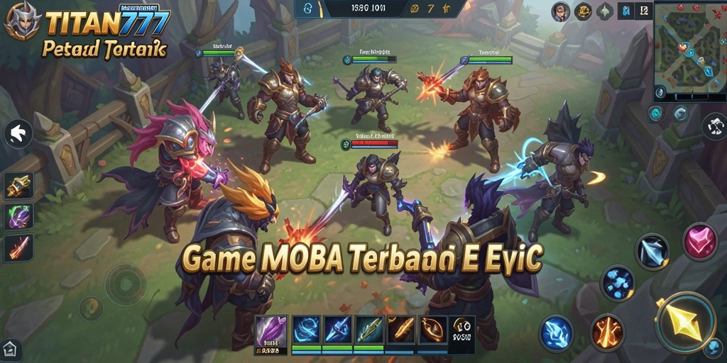 Tampilan aksi seru di dalam gameplay MOBA TITAN777.