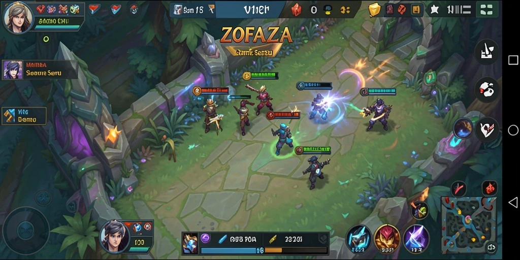 Gameplay seru ZOFAZA dengan pertarungan intens.